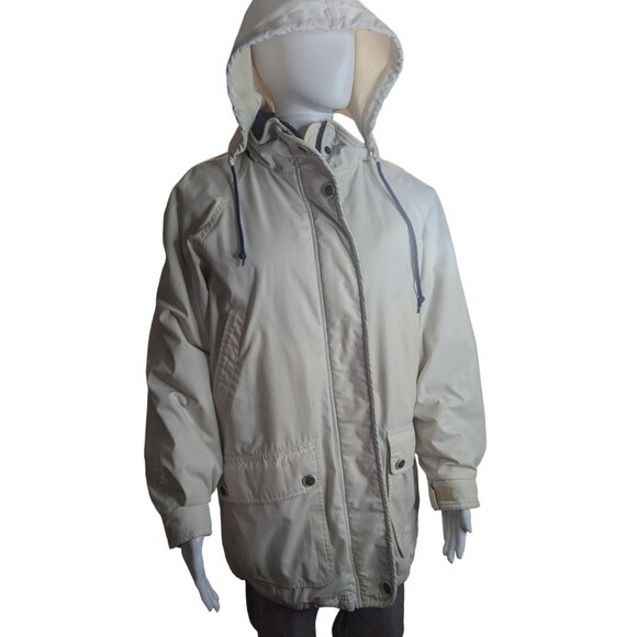 Pacific Trail Women's SzL Hooded Jacket Cargo Pockets Fleece Lined Full-Zip Tan - Picture 1 of 11